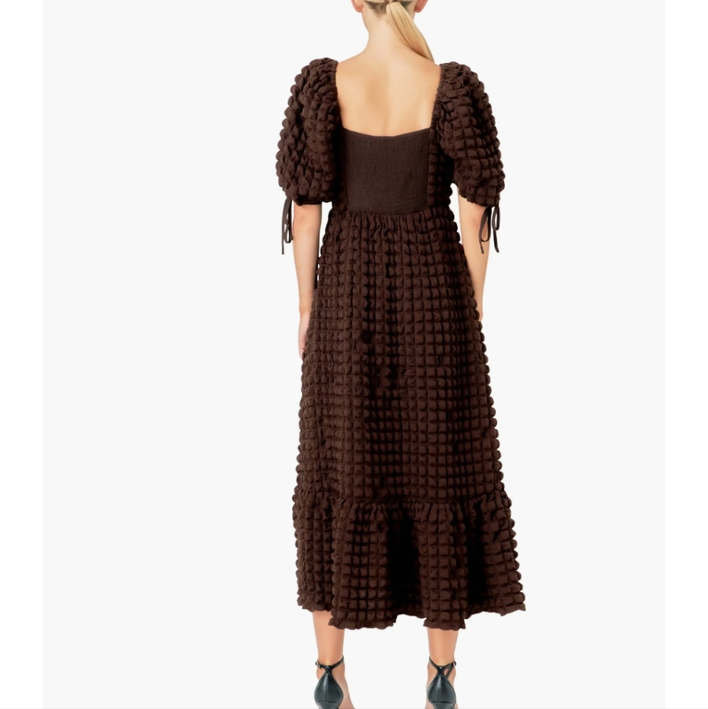 Anthropologie Endless Rose Puff Sleeve Textured Maxi Dress - Picture 4 of 16